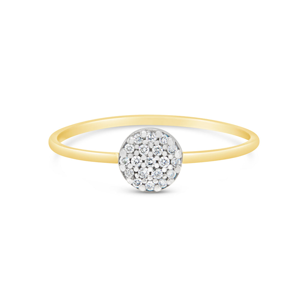 18K Yellow Gold Round Pave Diamond Ring