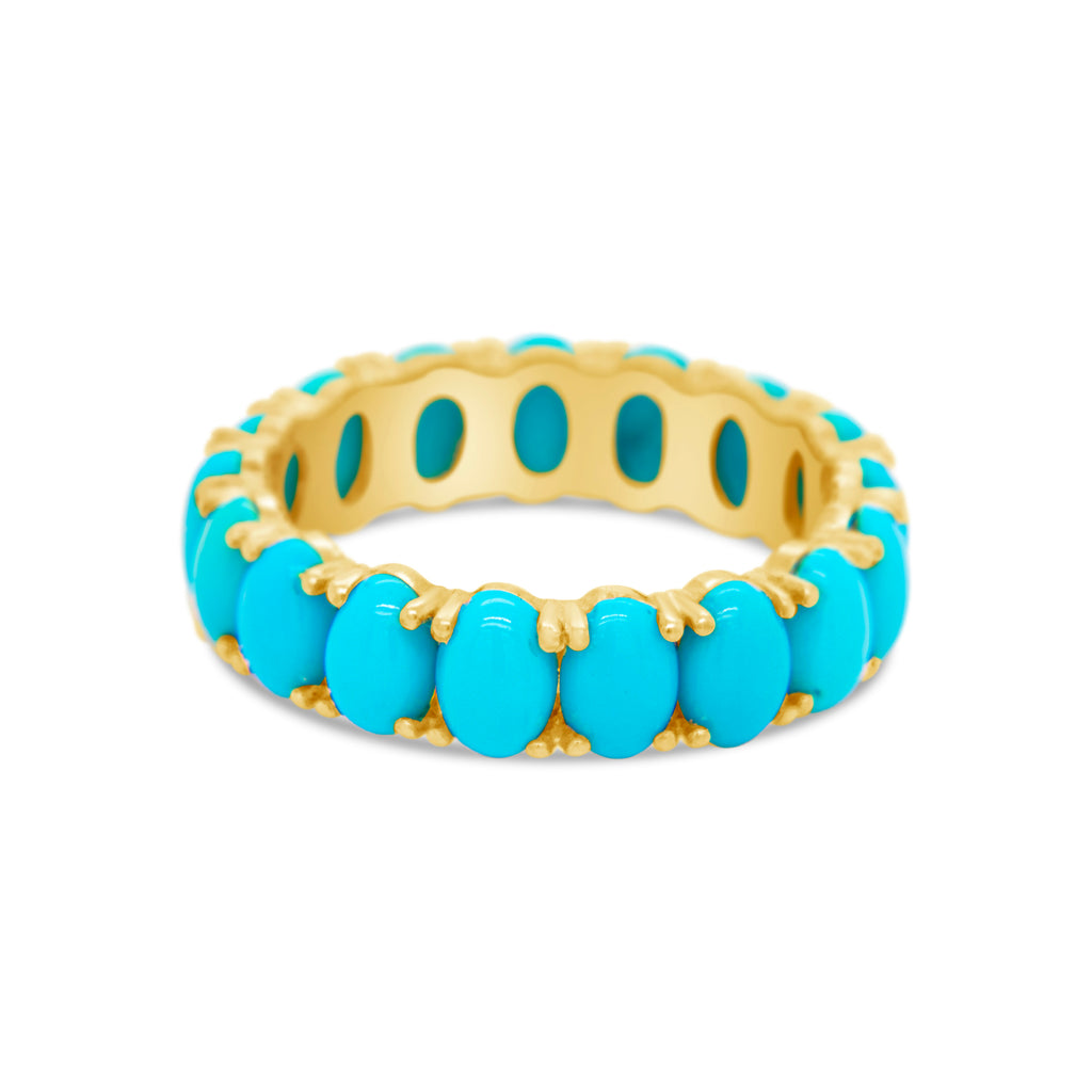 18K Yellow Gold Turquoise Eternity Ring