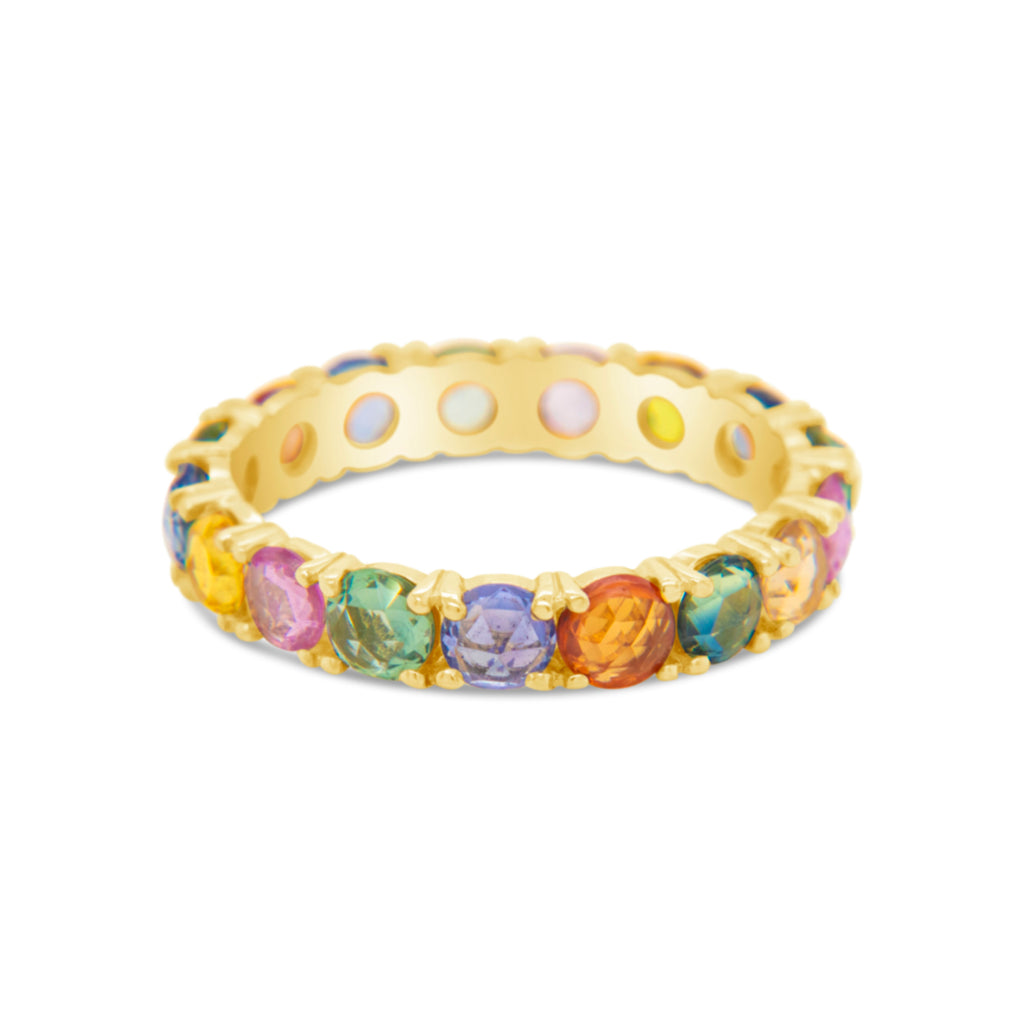 18K Yellow Gold Multi-Colored Gem Eternity Ring