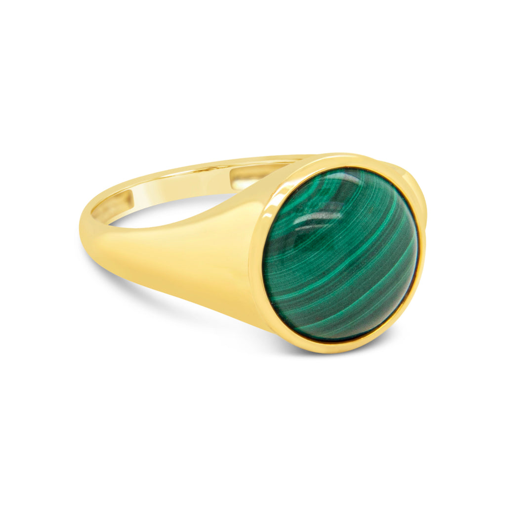 18K Yellow Gold Malachite Ring