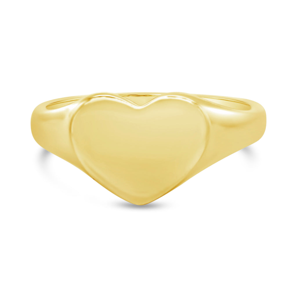 14k Yellow Gold Large Heart Signet Ring