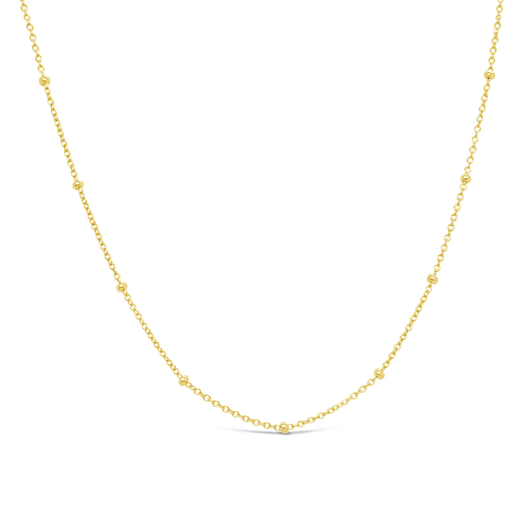 14k Yellow Gold Fine Bead Station Chain