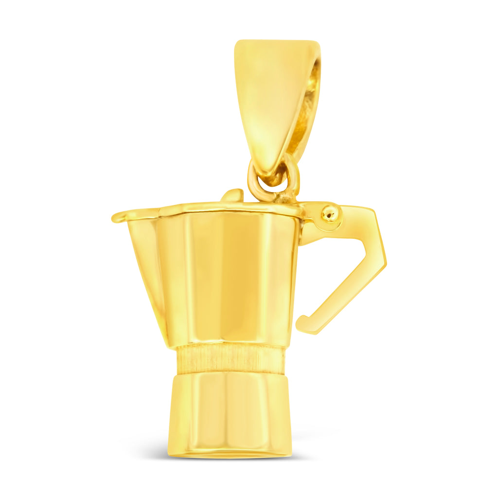 14k Yellow Gold "La Cafetera" Coffee Pot Pendant