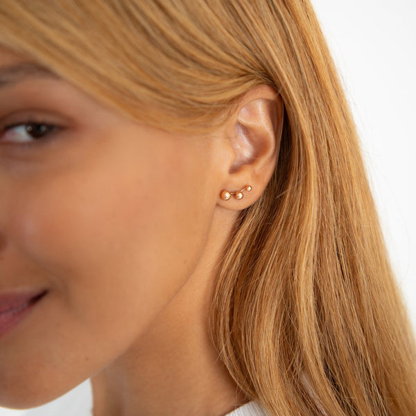 14K Rose Gold Trio Ear Climber Earrings