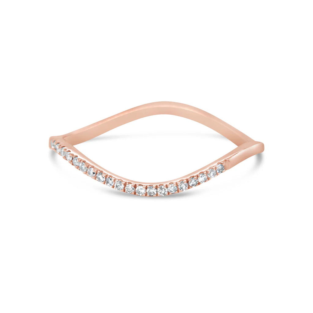 14K Rose Gold Curved Pave Diamond Ring