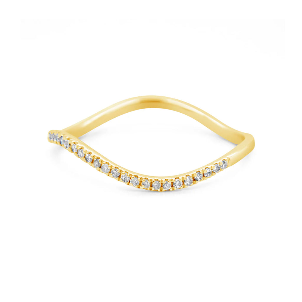 14k Yellow Gold Diamond Curved Band Ring