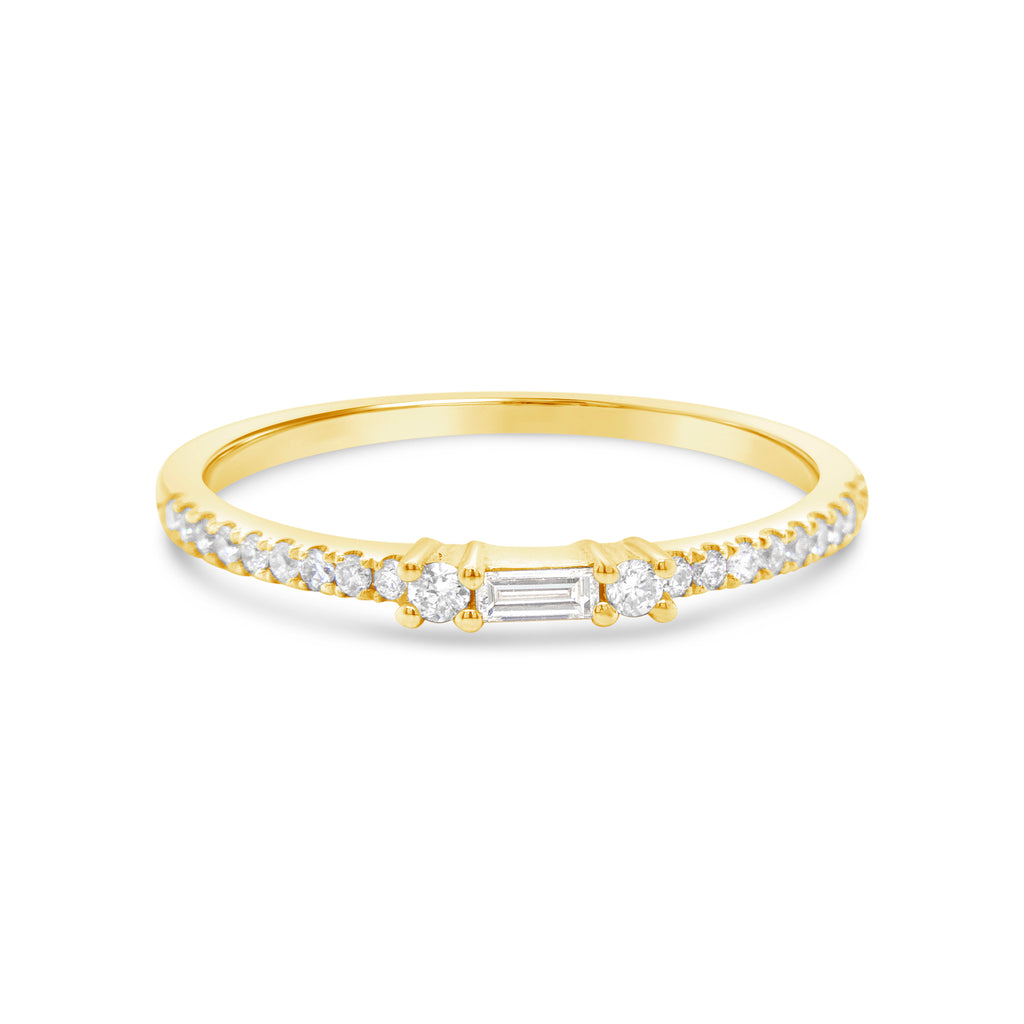 14k Yellow Gold Solo Baguette Diamond Band Ring