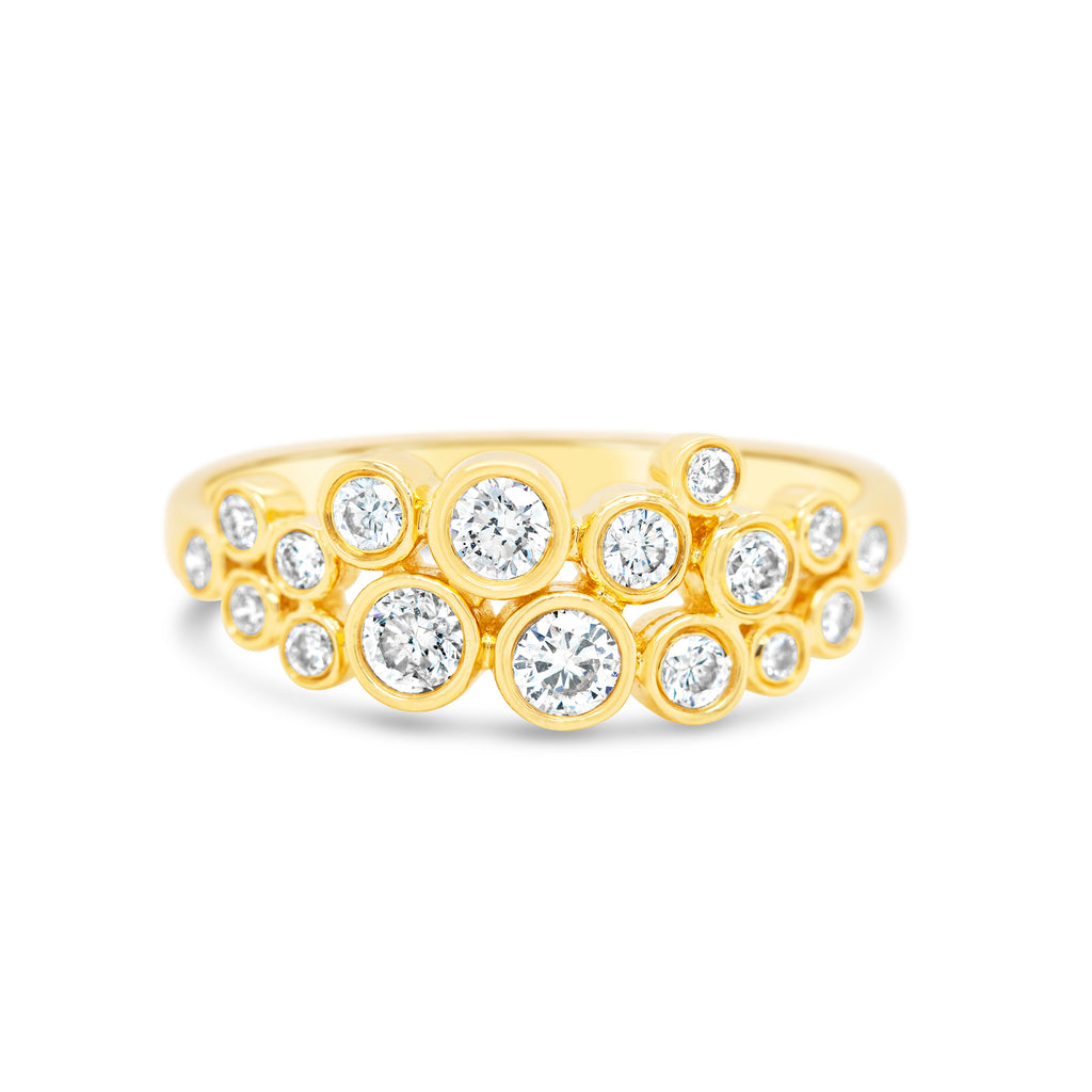 14k Yellow Gold Bezel Diamond Bubble Ring