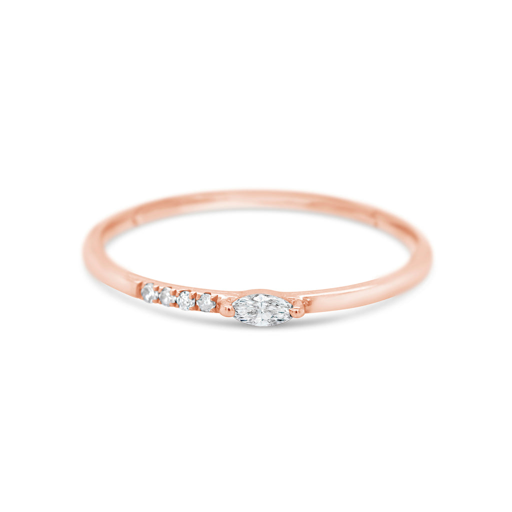 14K Rose Gold Marquise Diamond Ring