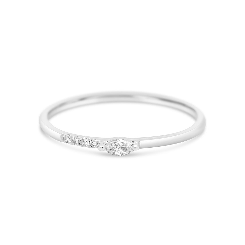 14k White Gold Marquise Diamond Ring