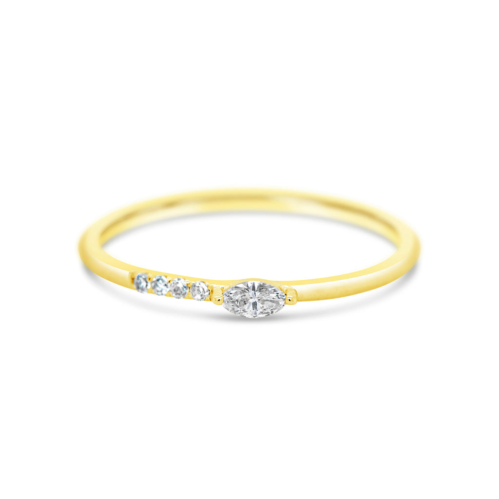 14K Yellow Gold Marquise Diamond Ring