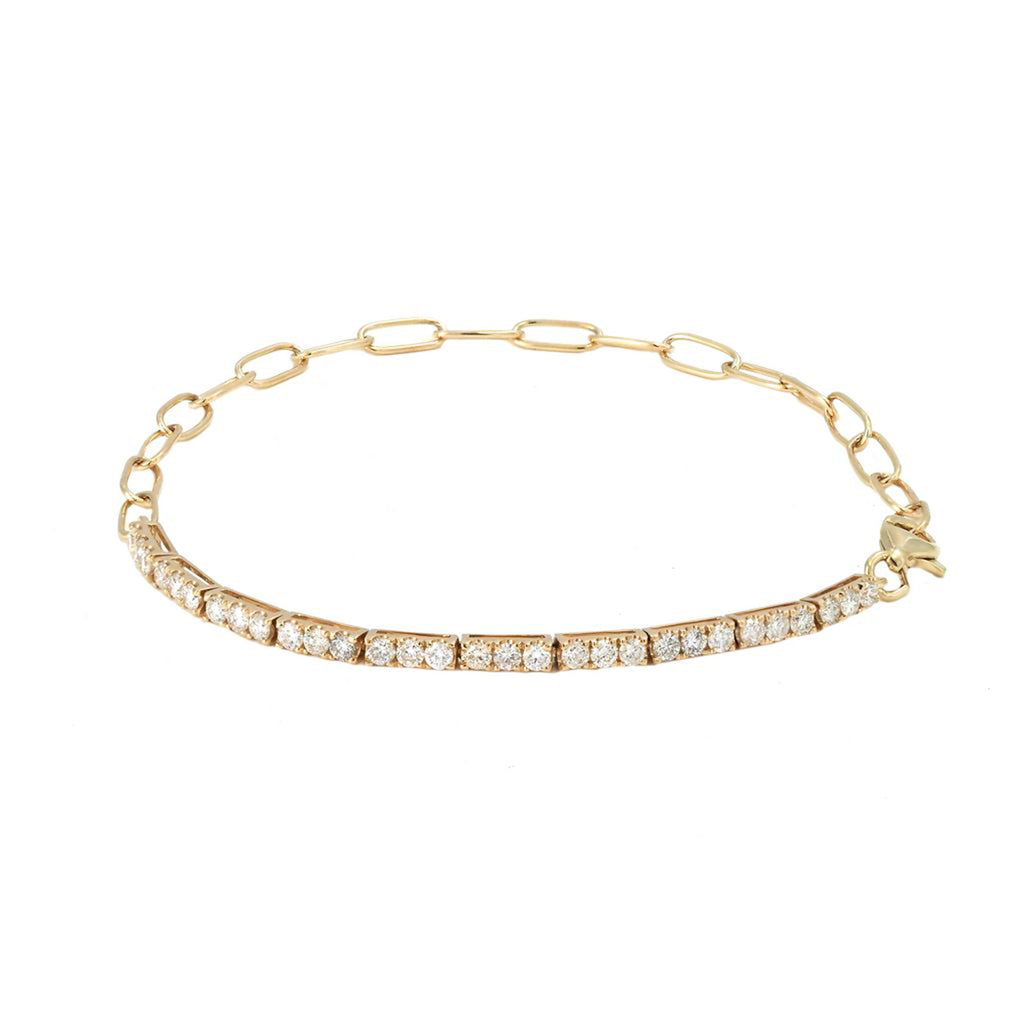 14k Yellow Gold Diamond and Paperclip Link Bracelet