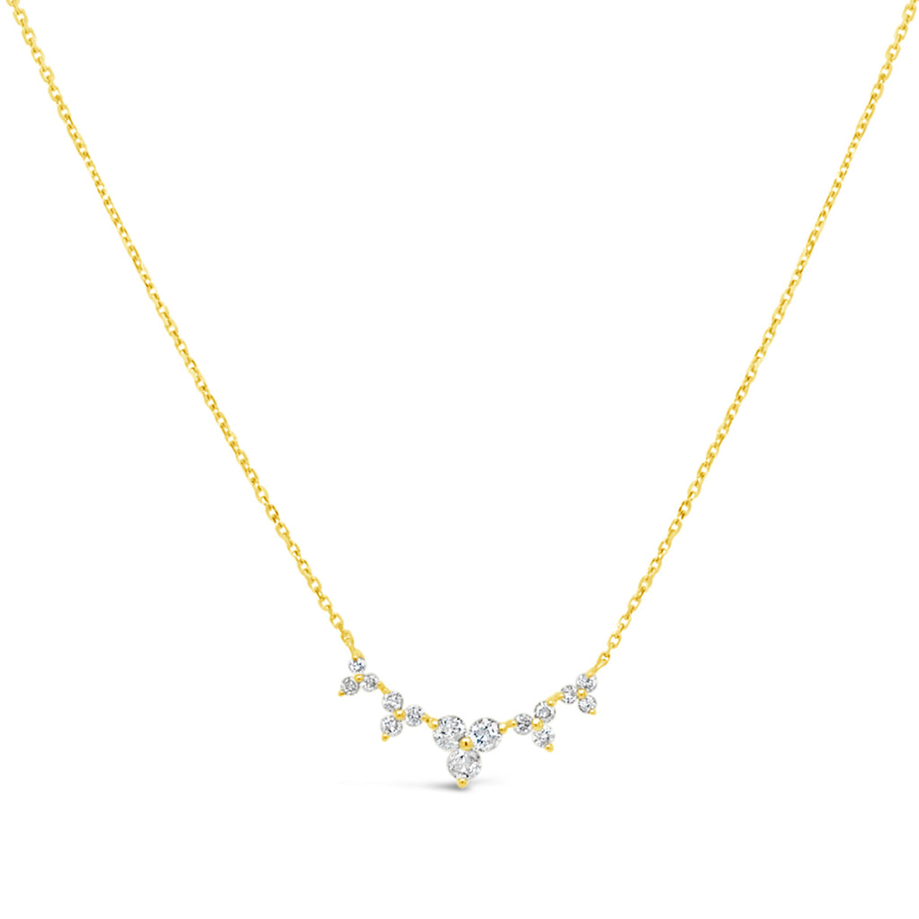 14k Yellow Gold Diamond Flower Bar Necklace