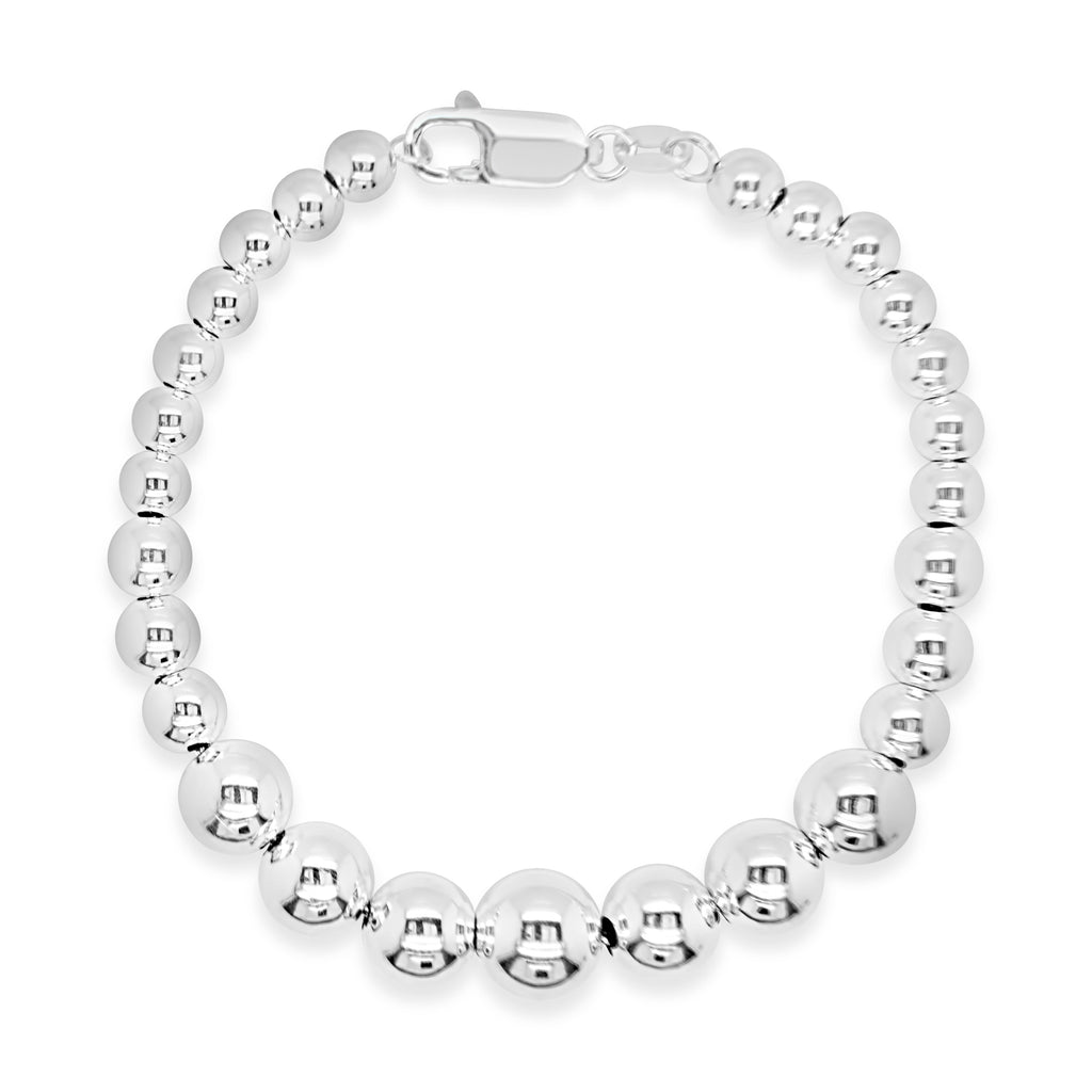 Graduated Silver Beaded Bracelet