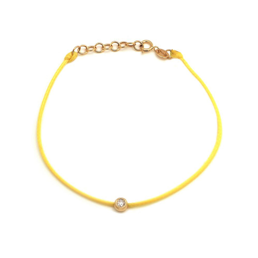 14k Yellow Gold Bezel Diamond Bezel Cord Bracelet