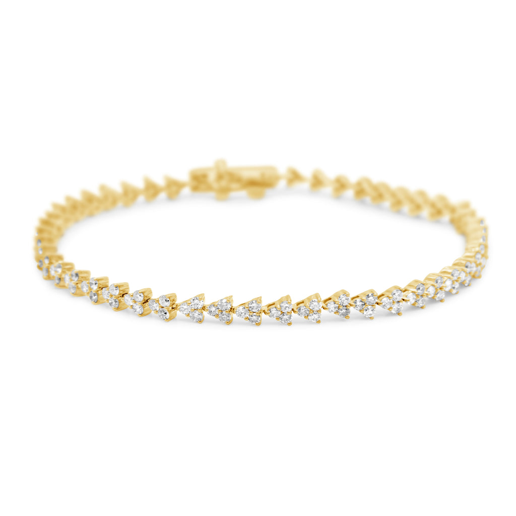 14k Yellow Gold Trio Diamond Tennis Bracelet