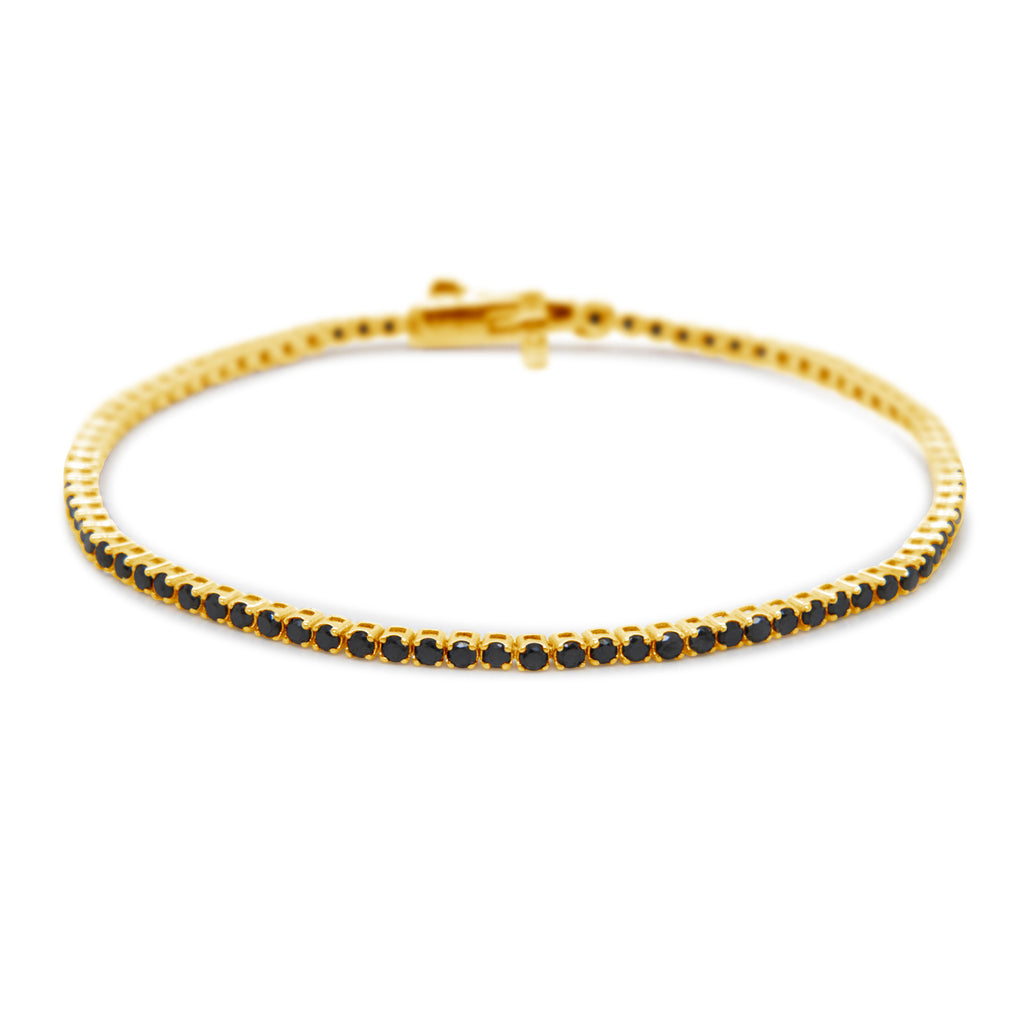 14K Yellow Gold Black Diamond Tennis Bracelet