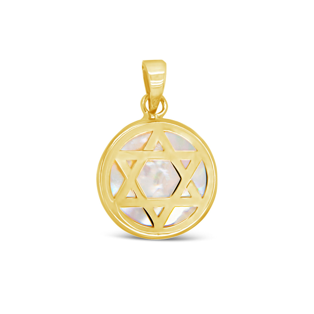 14k Yellow Gold Mother of Pearl Star of David Pendant