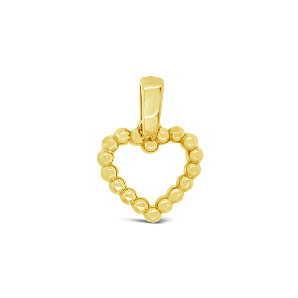 14k Yellow Gold Open Beaded Heart Charm