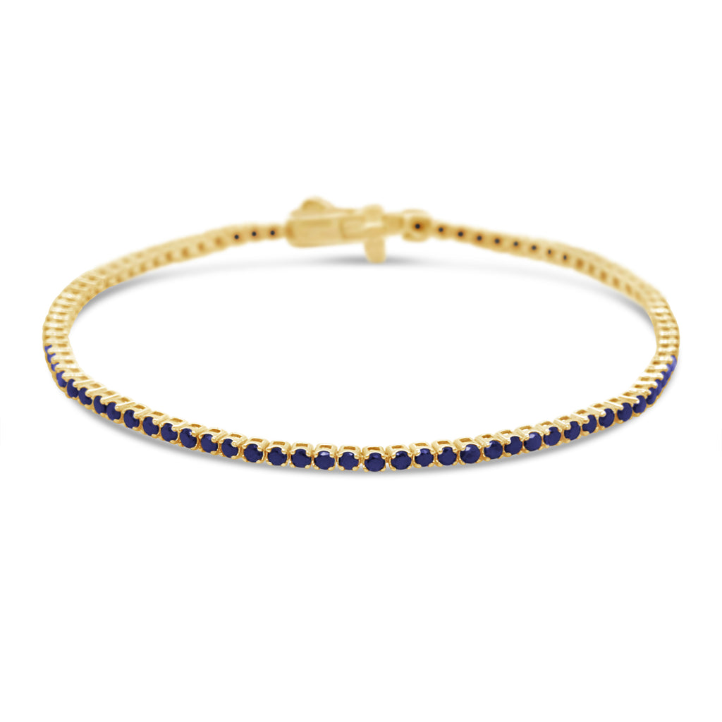 14k Yellow Gold Blue Sapphire Tennis Bracelet