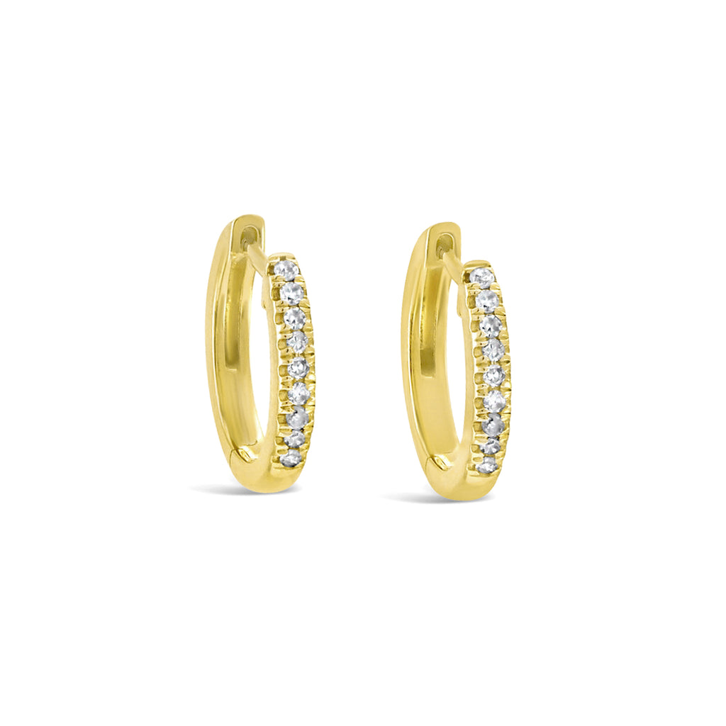 14k Yellow Gold Pave Diamond Huggie Earrings