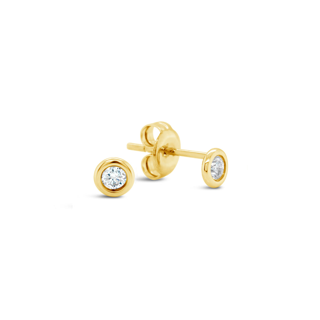 14k Yellow Gold Bezel Diamond .10ct Stud Earrings