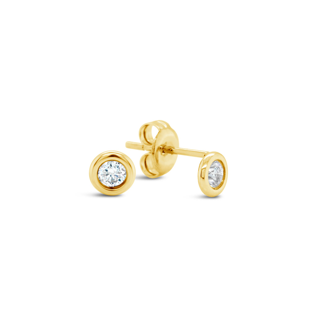 14k Yellow Gold Bezel Diamond 0.20ct Stud Earrings