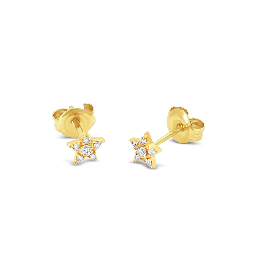 14k Yellow Gold Small Star Stud Earrings