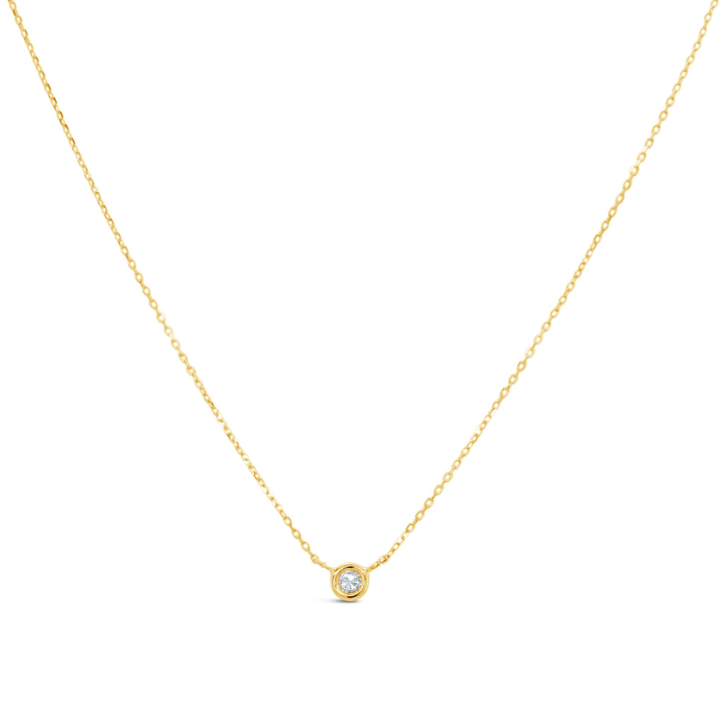 14k Yellow Gold Solitary Diamond Bezel 0.05ct Necklace