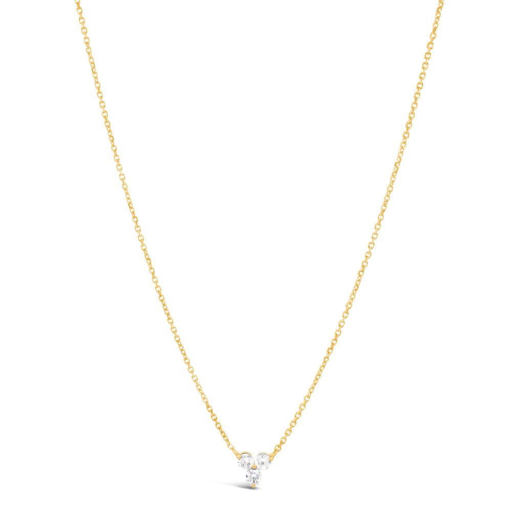 14k Yellow Gold Diamond Trio Necklace