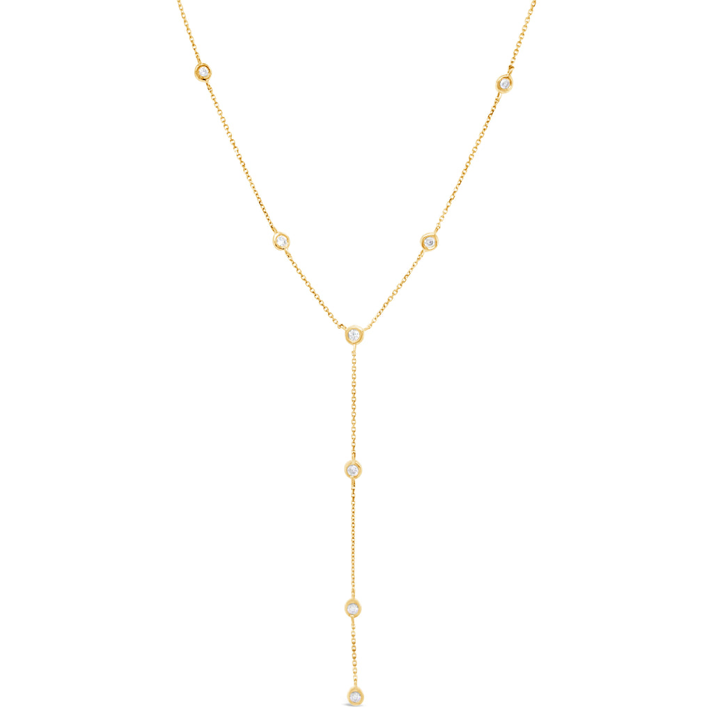 14k Yellow Gold Diamond Lariat Necklace