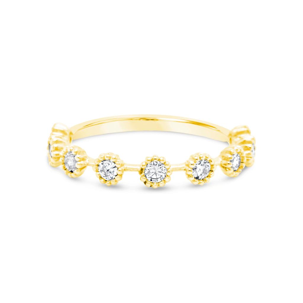 14k Yellow Gold Round Bezel Diamond Band Ring