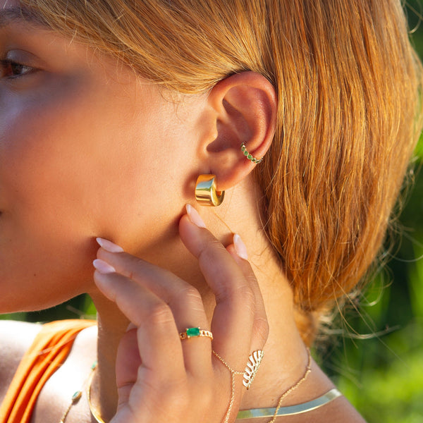 14k Yellow Gold Chunky Square Tube Hoop Earrings