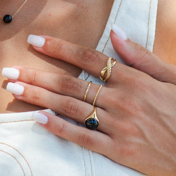 14k Yellow Gold Braided Infinity Ring