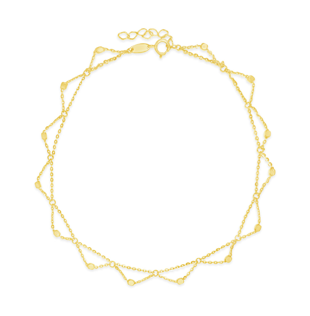 14k Yellow Gold Drape Sparkle Chain Anklet