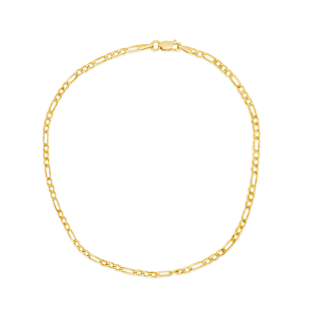 14k Yellow Gold Figaro Link Anklet