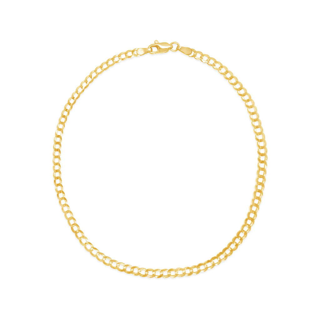 14k Yellow Gold Curb Link Anklet