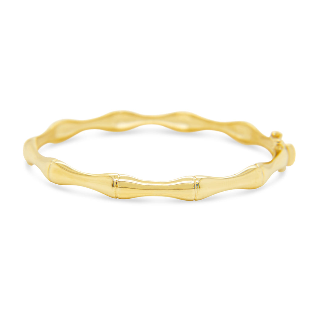 14K Yellow Gold Bamboo Bangle Bracelet