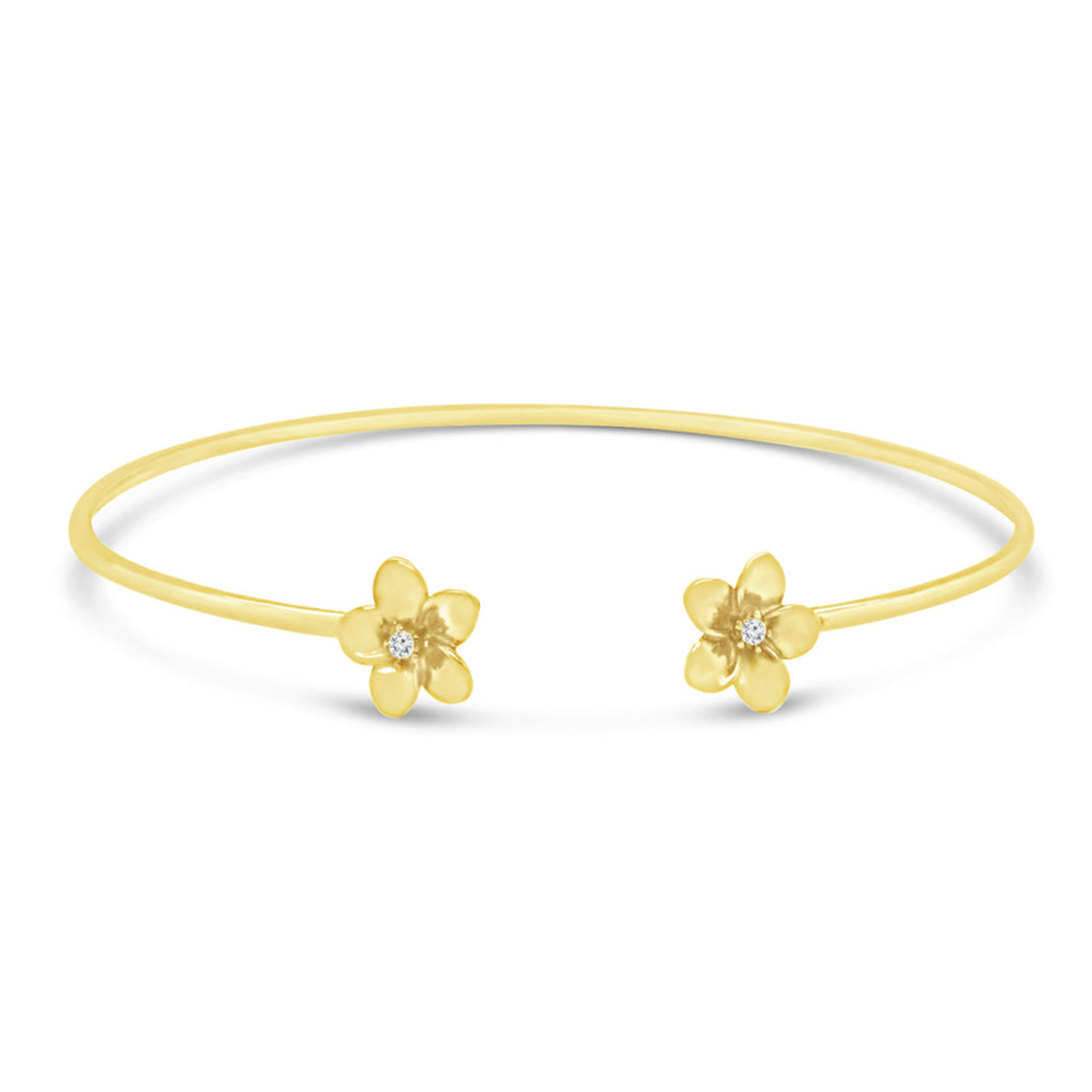 14k Yellow Gold Florecitas "Flowers" Cuff Bangle Bracelet