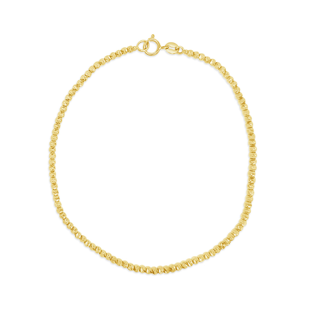 14K Yellow Gold Beaded Diamond Cut Bracelet