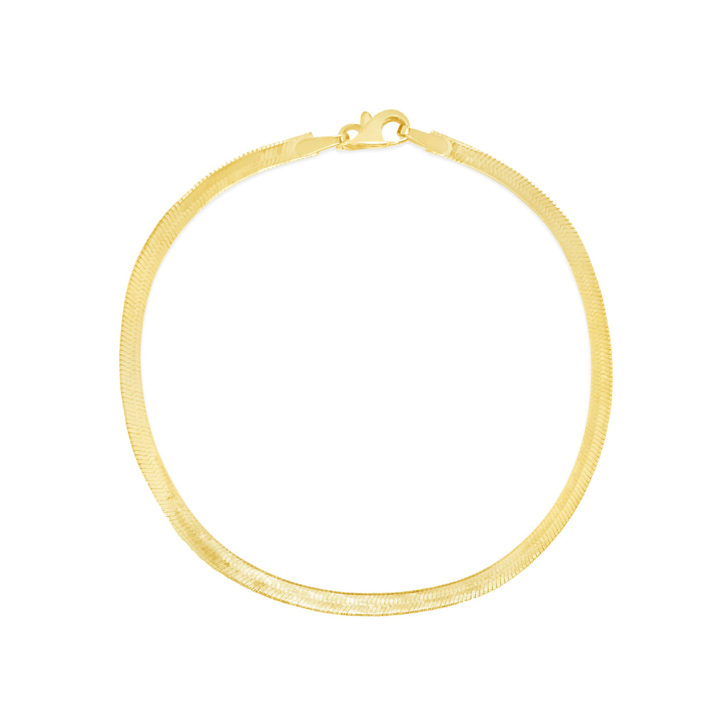 14k Yellow Gold 2.5 MM Herringbone Chain Bracelet