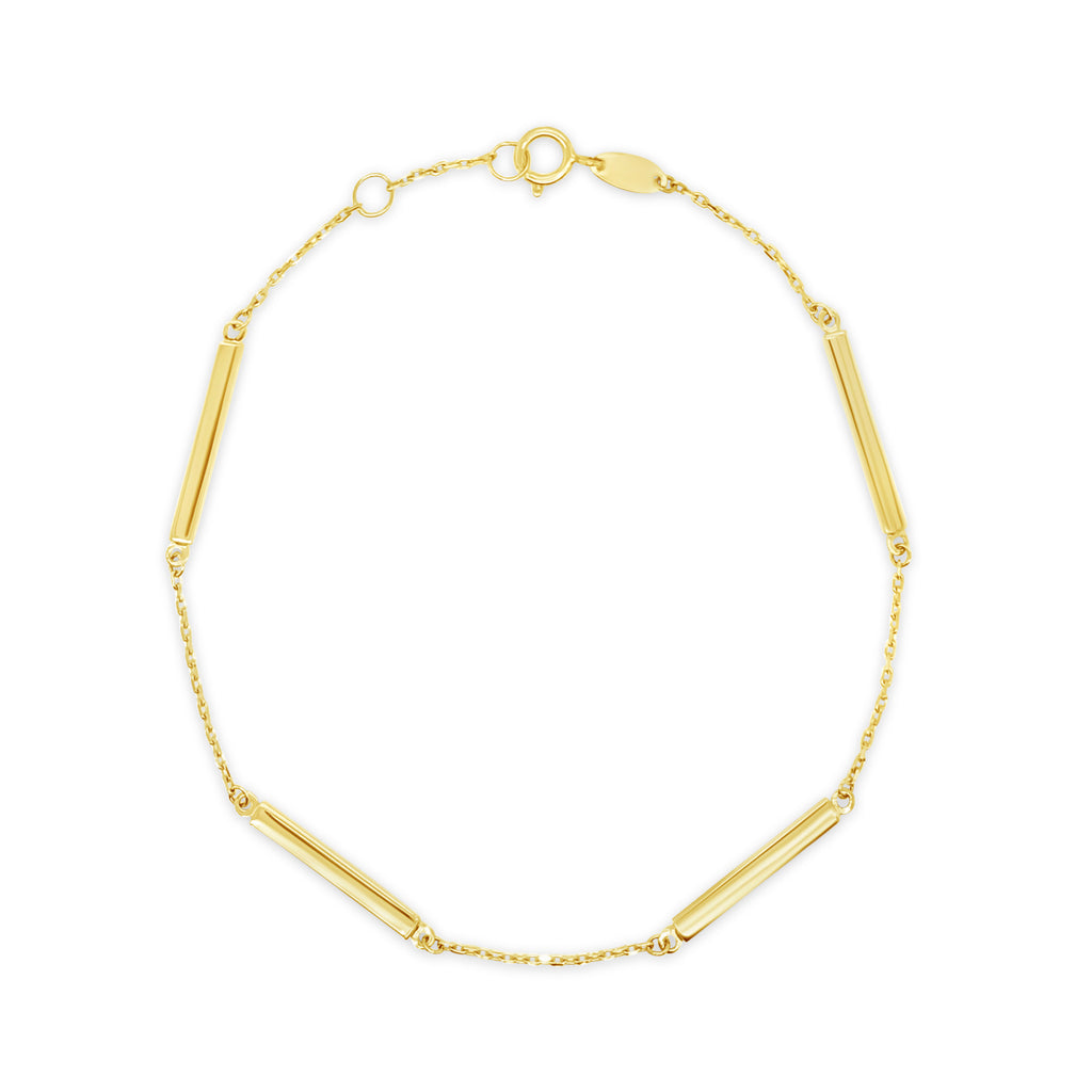 The 14k Yellow Gold Bar Station Cable Chain Bracelet