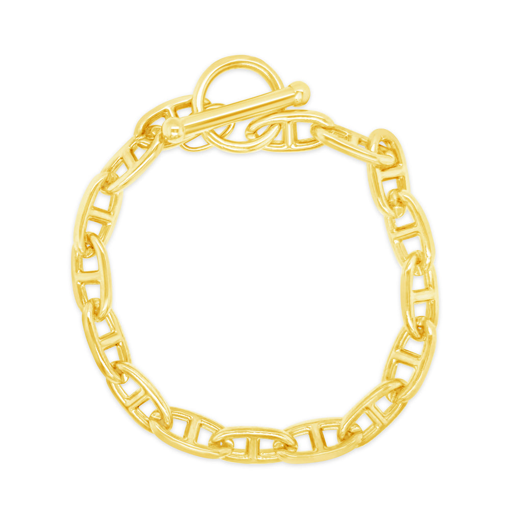 14k Yellow Gold Mariner Link Toggle Bracelet