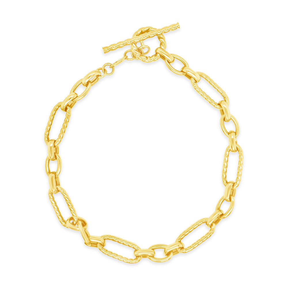 14k Yellow Gold Braided Oval Link Chain Toggle Bracelet