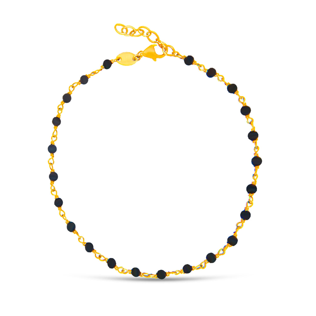 14k Yellow Gold Onyx Bead Bracelet