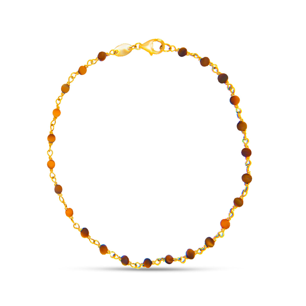 14k Yellow Gold Tiger Eye Bead Bracelet