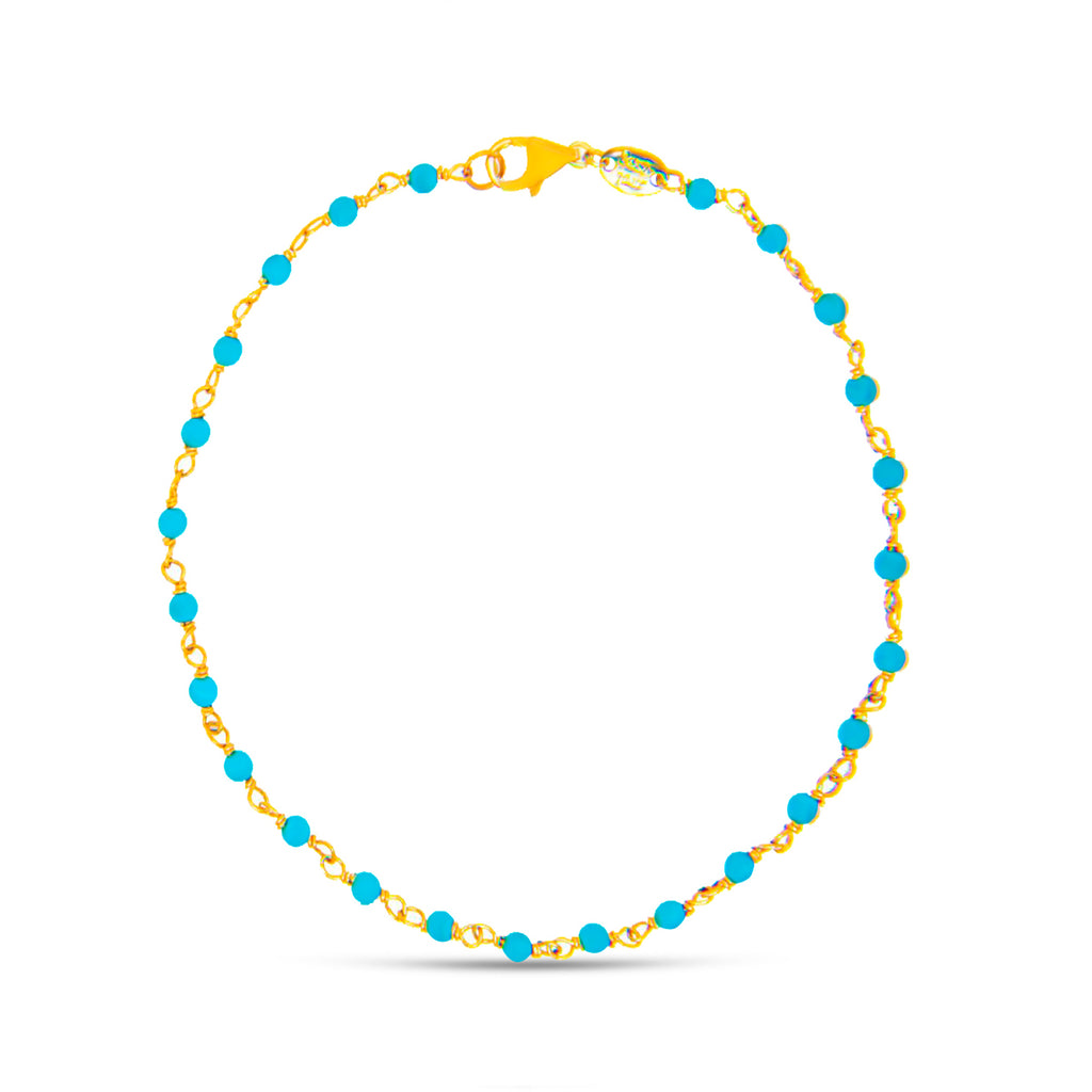 14k Yellow Gold Turquoise Bead Bracelet