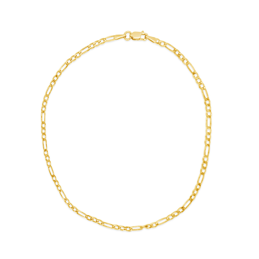 14k Yellow Gold Figaro Link Chain Bracelet