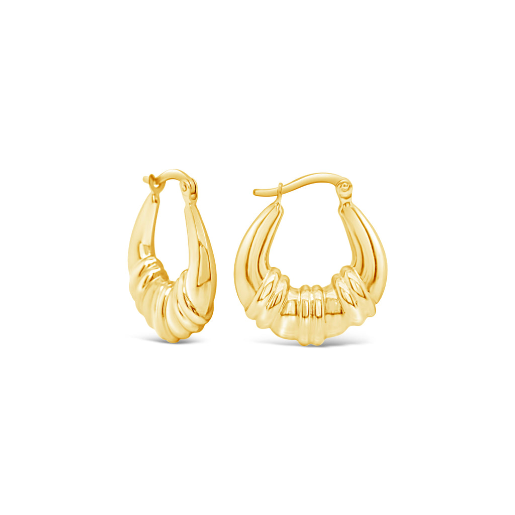 14k Yellow Gold Small Door Knocker Hoop Earrings