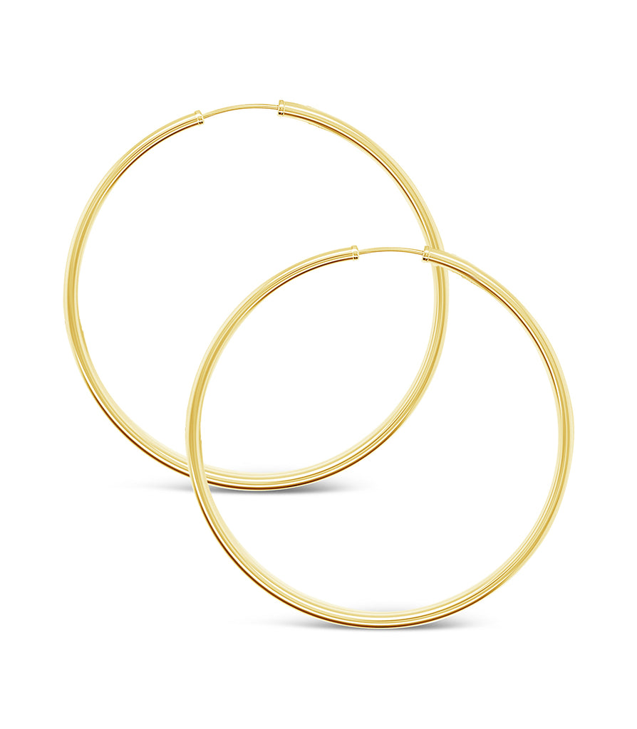 14k Yellow Gold 60x2mm Endless Hoop Earrings